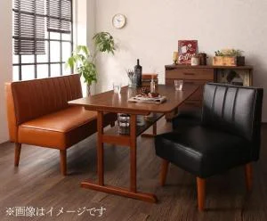 ファミリー向け 棚付き ソファダイニングセット Galdy ガルディ 3点セット(テーブル+2Pソファ2脚) W120