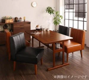 ファミリー向け 棚付き ソファダイニングセット Galdy ガルディ 3点セット(テーブル+2Pソファ2脚) W120