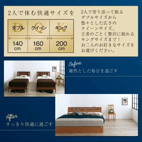 高級アルダー材ワイドサイズデザイン収納ベッド Hrymr フリュム ベッドフレームのみ ライトタイプ ダブル