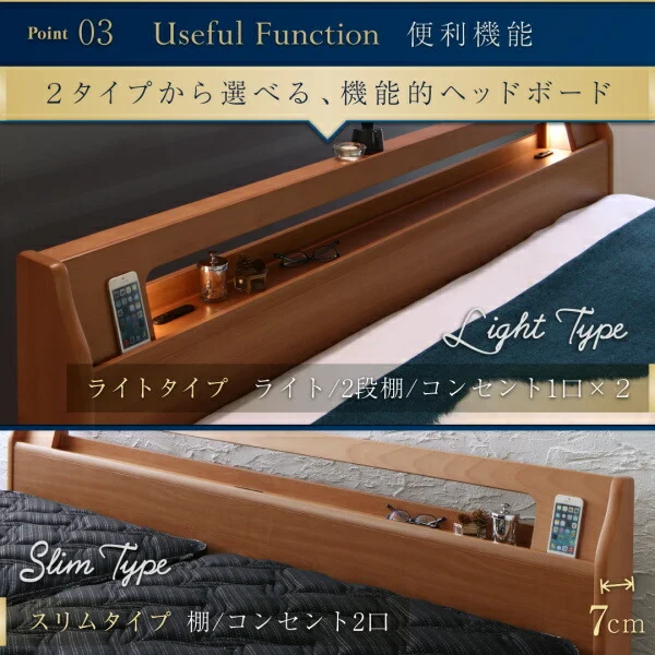 高級アルダー材ワイドサイズデザイン収納ベッド Hrymr フリュム ベッドフレームのみ ライトタイプ ダブル