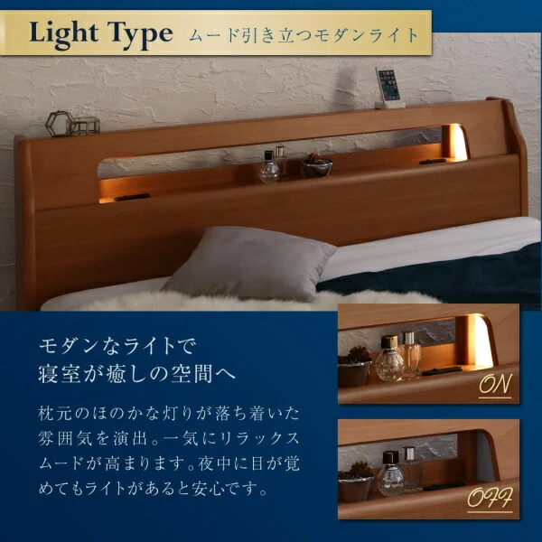 高級アルダー材ワイドサイズデザイン収納ベッド Hrymr フリュム ベッドフレームのみ ライトタイプ ダブル