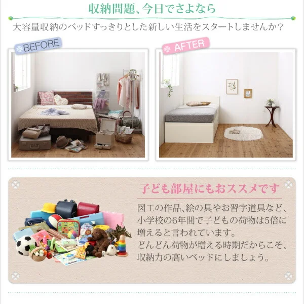 お客様組立 コンセント付き国産コンパクトチェスト収納ベッド Flumen フルーメン 薄型プレミアムボンネルコイルマットレス付き セミシングル ショート丈