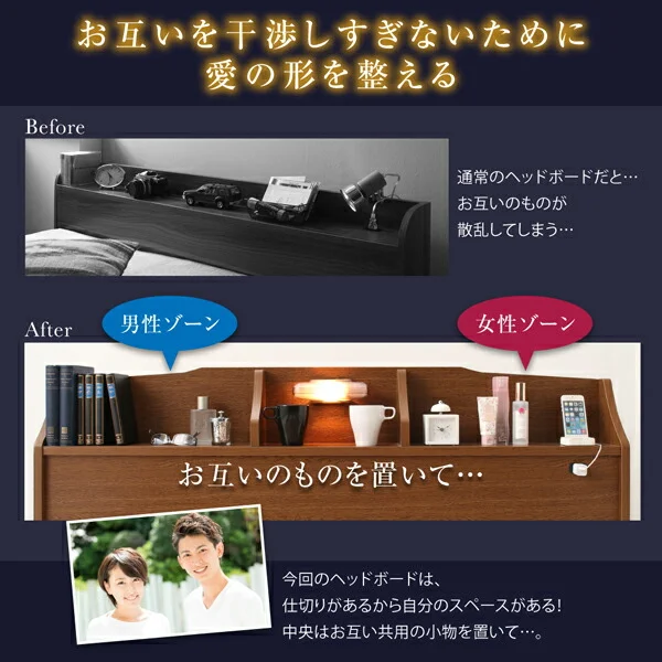 国産　コンセント・照明付　カップルにうれしいフロアベッド   ベッドフレームのみ セミダブル