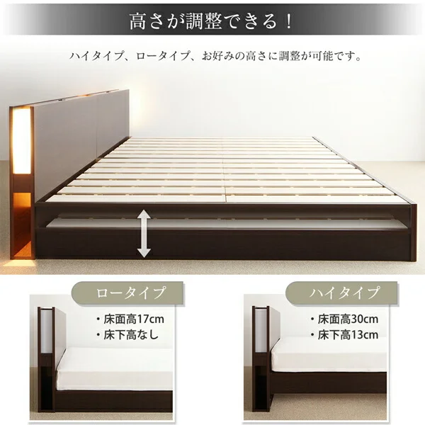 お客様組立 高さ調整できる国産ファミリーベッド LANZA ランツァ ベッドフレームのみ シングル