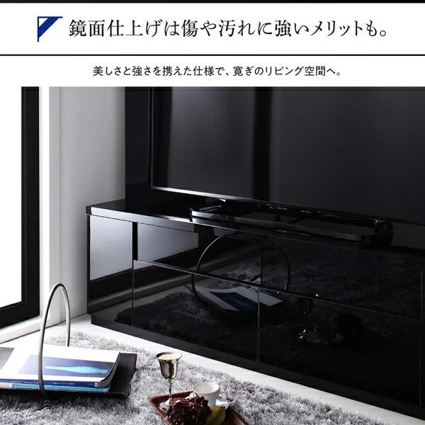 鏡面仕上げ　大型テレビ対応ハイタイプコーナーテレビボード Prelumo プレルモ