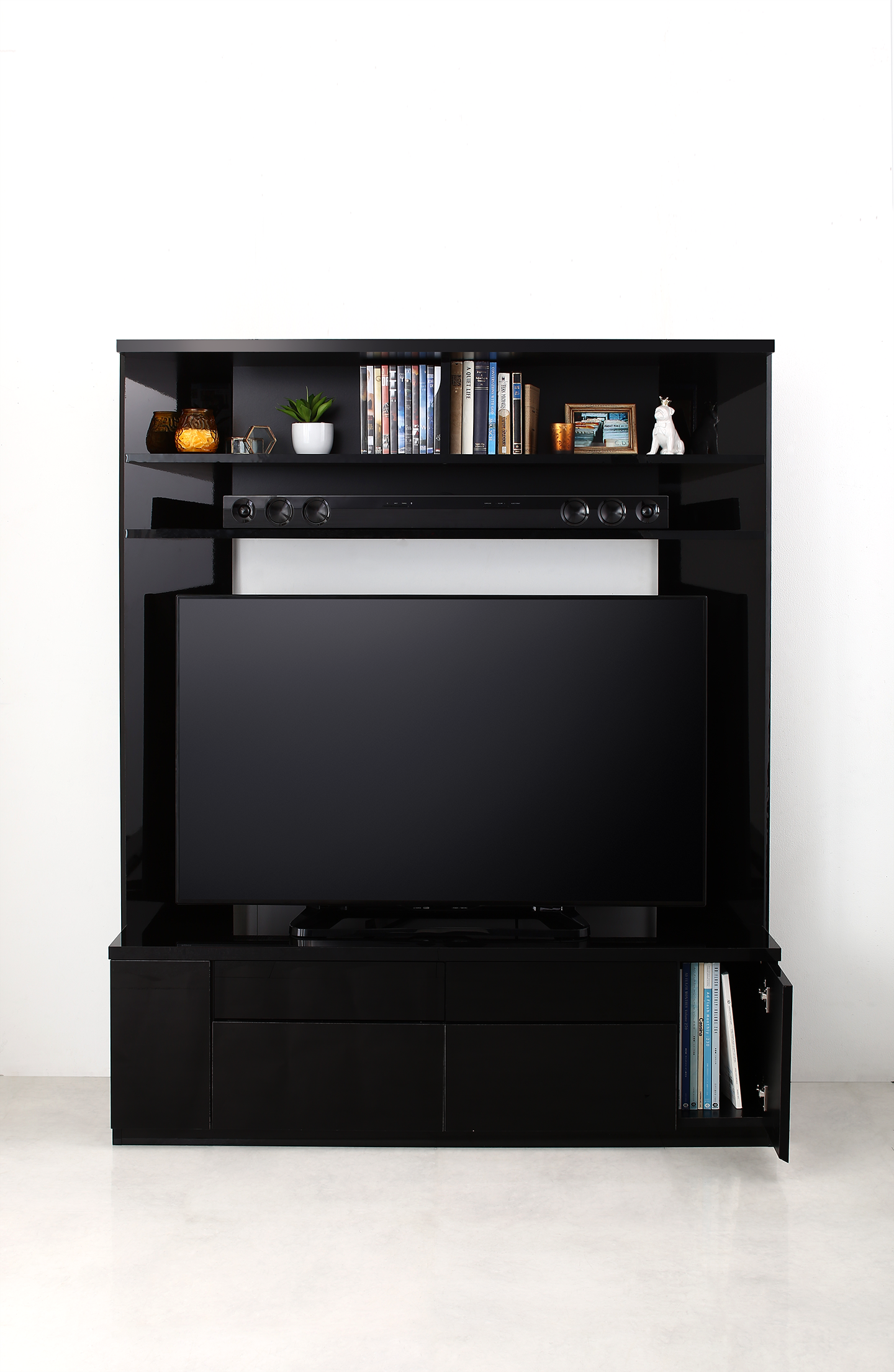 鏡面仕上げ　大型テレビ対応ハイタイプコーナーテレビボード Prelumo プレルモ