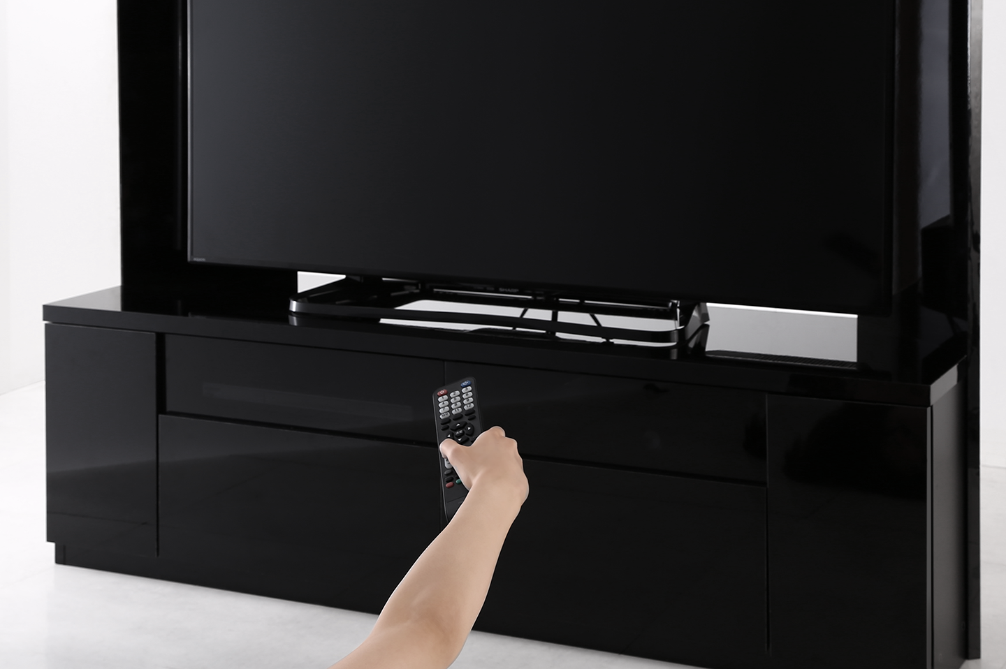 鏡面仕上げ　大型テレビ対応ハイタイプコーナーテレビボード Prelumo プレルモ