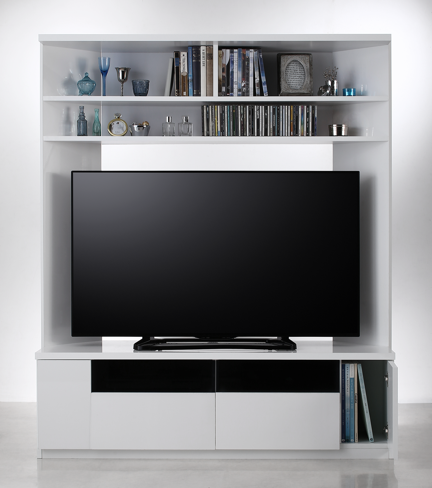 鏡面仕上げ　大型テレビ対応ハイタイプコーナーテレビボード Prelumo プレルモ