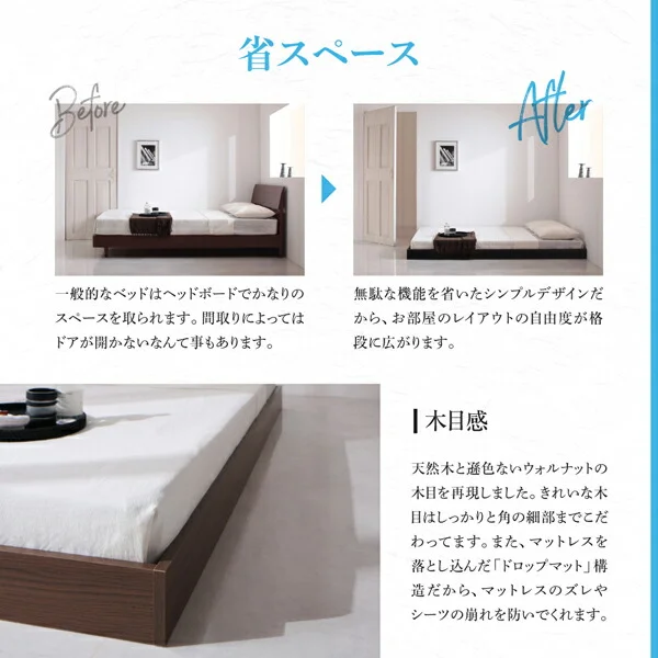 新生活おすすめの10億円売れたフロアベッドシリーズ ベッドフレームのみ ヘッドレス シングル