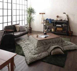 ヴィンテージ調 幾何柄織りこた布団 ASSEN アッセン こたつ用掛け布団 正方形(80×80cm)天板対応