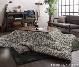 ヴィンテージ調 幾何柄織りこた布団 ASSEN アッセン こたつ用掛け布団 正方形(80×80cm)天板対応