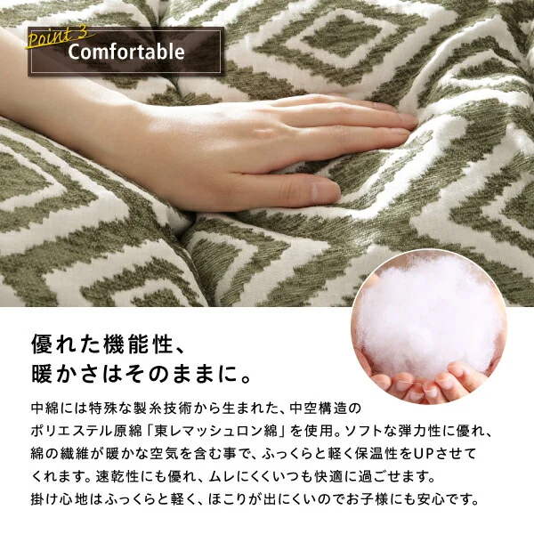 ヴィンテージ調 幾何柄織りこた布団 ASSEN アッセン こたつ用掛け布団 正方形(80×80cm)天板対応