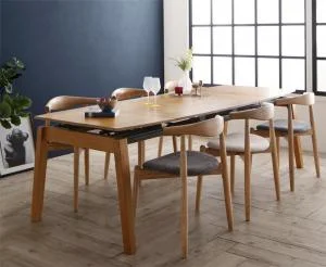 オーク材・ウォールナット材　北欧伸縮式ダイニング Jole ジョール 4点セット(テーブル+チェア2脚＋ベンチ1脚) W140-240