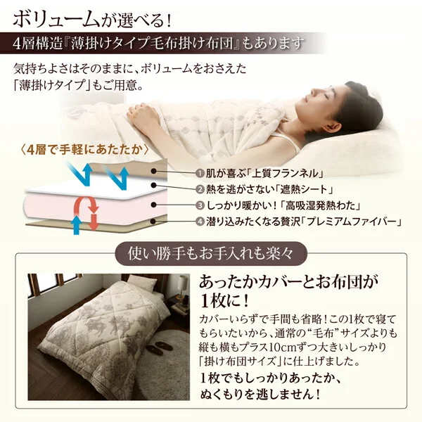 プレミアムな肌触り 北欧モダンスタイル ボリュームが選べる毛布布団シリーズ 毛布掛布団 高吸湿発熱わた入り 薄掛けタイプ シングル