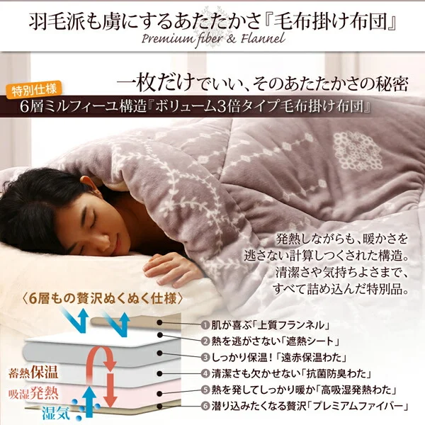 プレミアムな肌触り 北欧モダンスタイル ボリュームが選べる毛布布団シリーズ 毛布掛布団 高吸湿発熱わた入り 薄掛けタイプ シングル