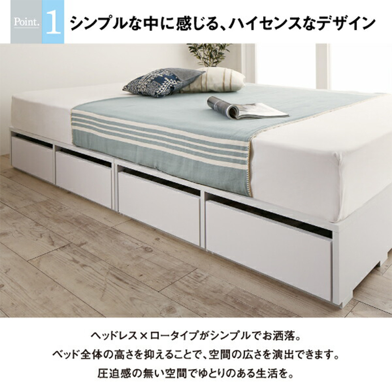 選べる引出収納付きシンプルデザインローベッド Menoce メノーチェ ベッドフレームのみ 引き出し2杯 シングル