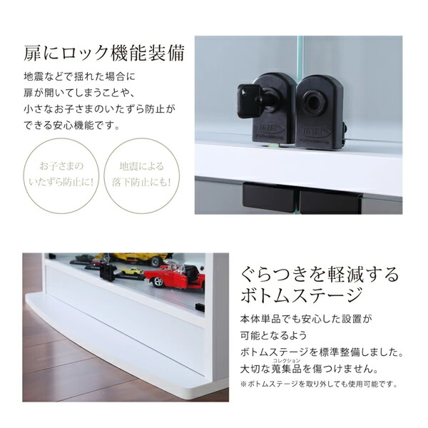 背面ミラー付き壁面コレクション収納 本体 幅54.1