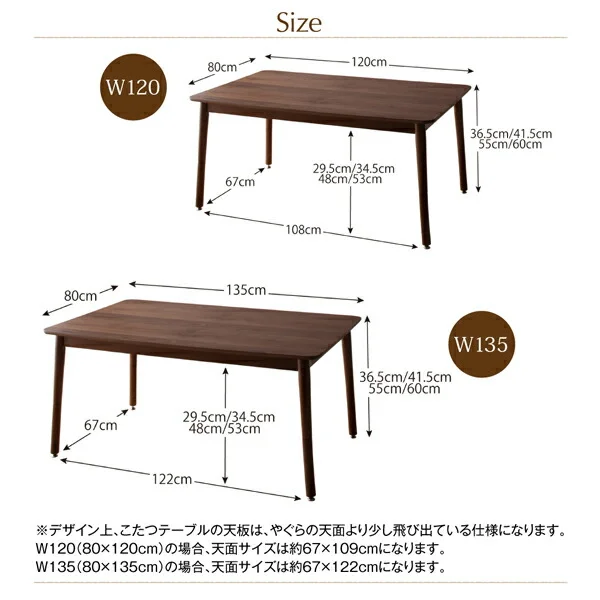 年中快適 高さ調節ができるダイニングこたつ CHECA チェッカ こたつ2点セット(テーブル＋掛布団) W120(80×120cm)