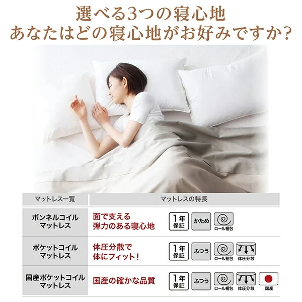 素材・色が選べるカバーリング脚付きマットレスベッド マットレスベッド ボンネルコイルマットレスタイプ ポリエステル素材 シングル 15cm