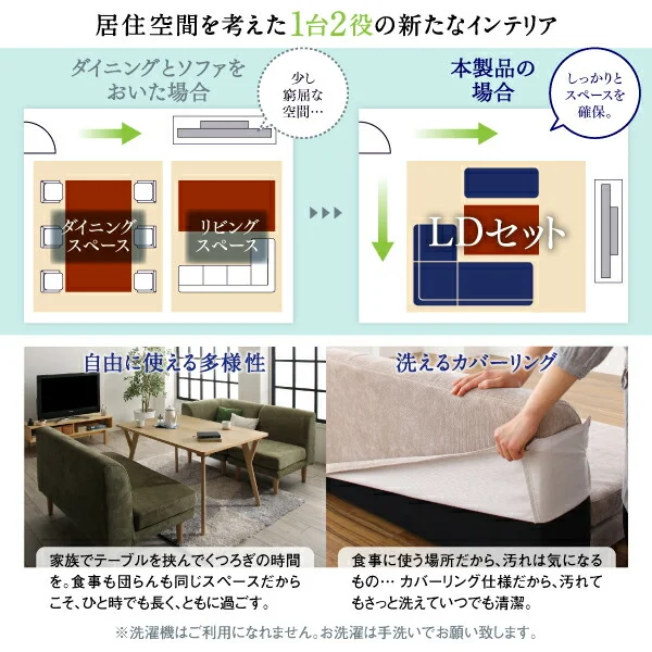 座り心地にこだわったポケットコイルリビングダイニング Omer オマー 4点セット(テーブル+2Pソファ1脚+1Pソファ1脚+コーナーソファ1脚) W120