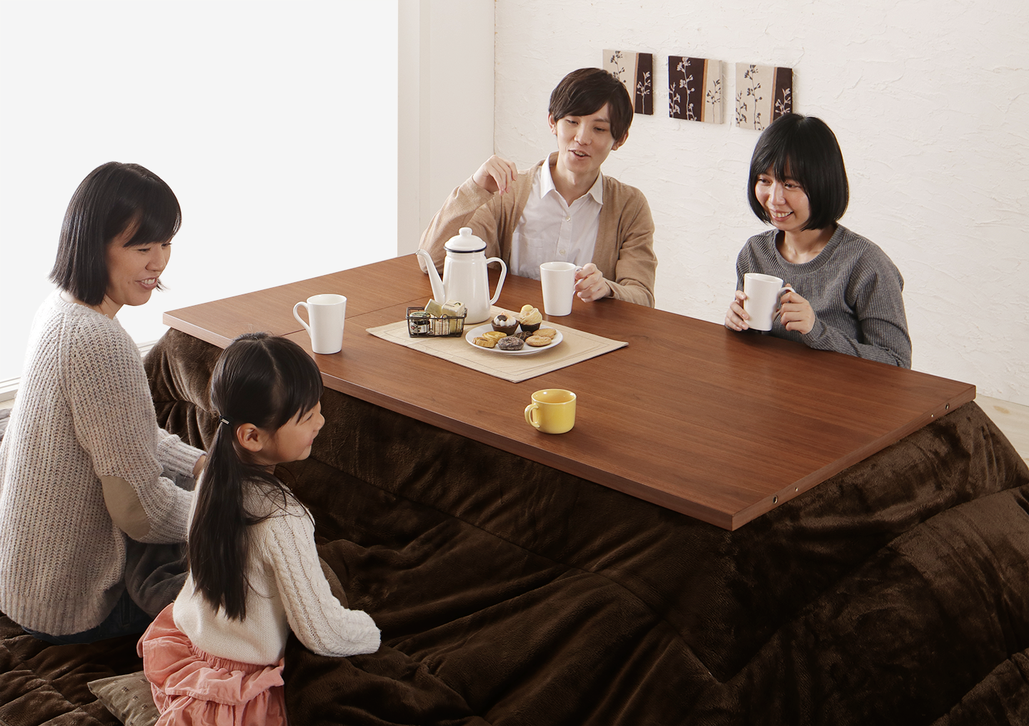 天然木ウォールナット材3段階伸長式こたつテーブル Widen-Wal ワイデンウォール こたつテーブル単品 長方形(80×120〜180cm)