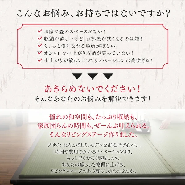日本製 収納付きデザイン畳リビングステージ そよ風 そよかぜ 畳ボックス収納 60×60cm ハイタイプ