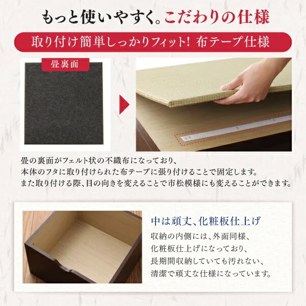 日本製 収納付きデザイン畳リビングステージ そよ風 そよかぜ 畳ボックス収納 60×60cm ハイタイプ