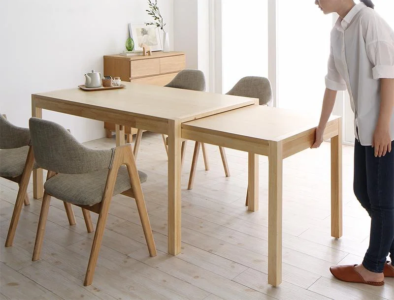 北欧モダンデザインスライド伸縮テーブルダイニング Troyes トロア 4点セット(テーブル+チェア2脚+ベンチ1脚) W135-235
