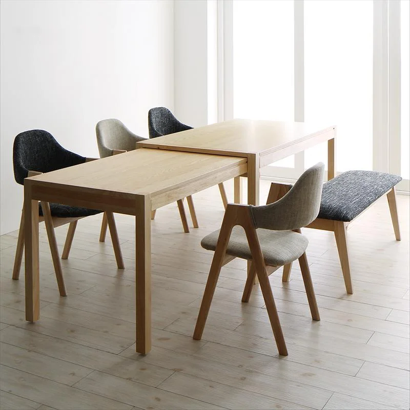 北欧モダンデザインスライド伸縮テーブルダイニング Troyes トロア 4点セット(テーブル+チェア2脚+ベンチ1脚) W135-235