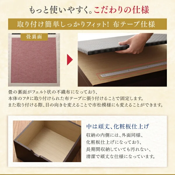 国産 収納付きデザイン美草畳リビングステージ 風凛 フーリン 畳ボックス収納 60×60cm ハイタイプ