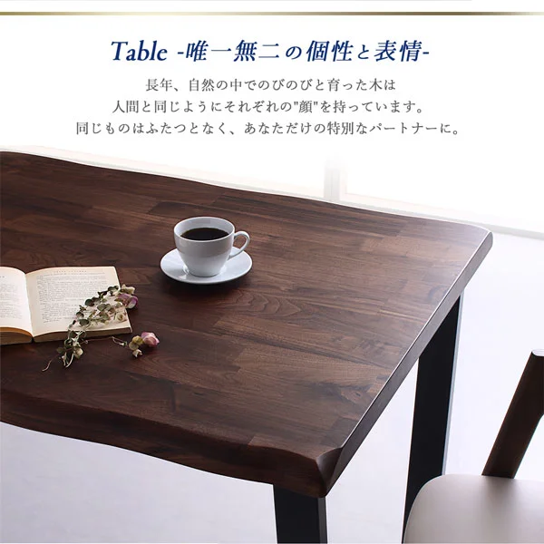 天然木ウォールナット無垢材モダンデザインダイニング shtoarl シュトール 4点セット(テーブル+チェア2脚+ベンチ1脚) W120