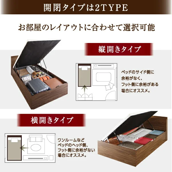 お客様組立 通気性抜群 棚コンセント付 跳ね上げすのこベッド Nikolay 二コライ ベッドフレームのみ 縦開き セミシングル 深さラージ