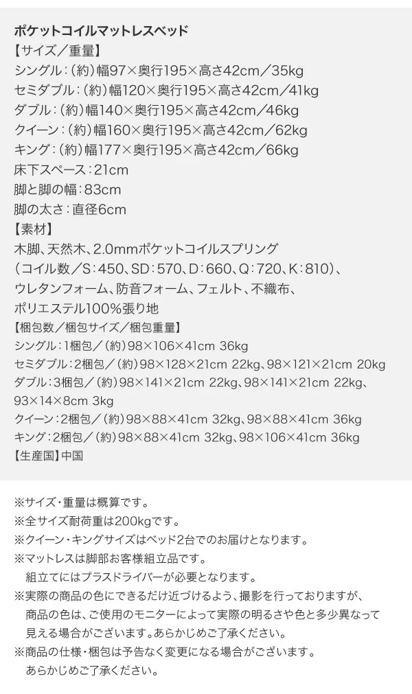 専用 敷きパッドが選べる 移動・搬入・掃除がらくらく 分割式脚付きマットレスベッド マットレスベッド ボンネルコイルマットレス 敷きパッドなし シングル