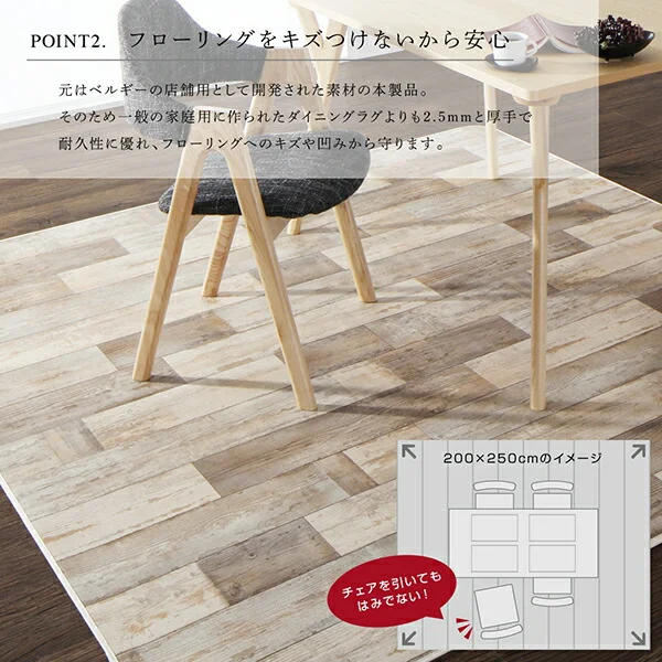 北欧モダンデザインダイニング actif アクティフ 4点セット(テーブル+チェア2脚＋ラグ) W120