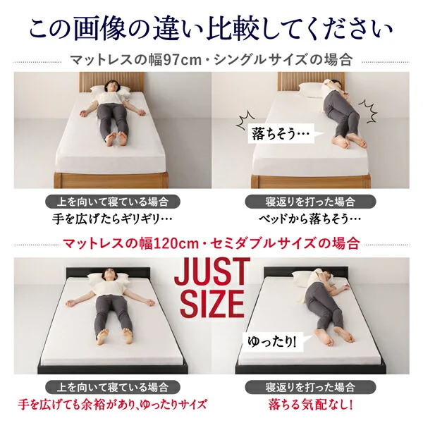ワンルーム コンパクト おしゃれ セミダブル シンプル フロア ローベッド HIRO ヒロ  ベッドフレームのみ セミダブル
