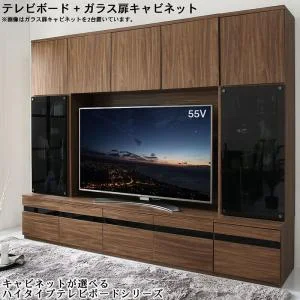 ハイタイプテレビボードシリーズ Glass line グラスライン 3点セット(テレビボード+キャビネット×2) ガラス扉
