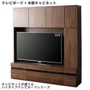 ハイタイプテレビボードシリーズ Glass line グラスライン 3点セット(テレビボード+キャビネット×2) ガラス扉