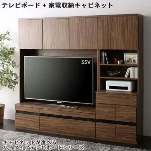 ハイタイプテレビボードシリーズ Glass line グラスライン 3点セット(テレビボード+キャビネット×2) ガラス扉