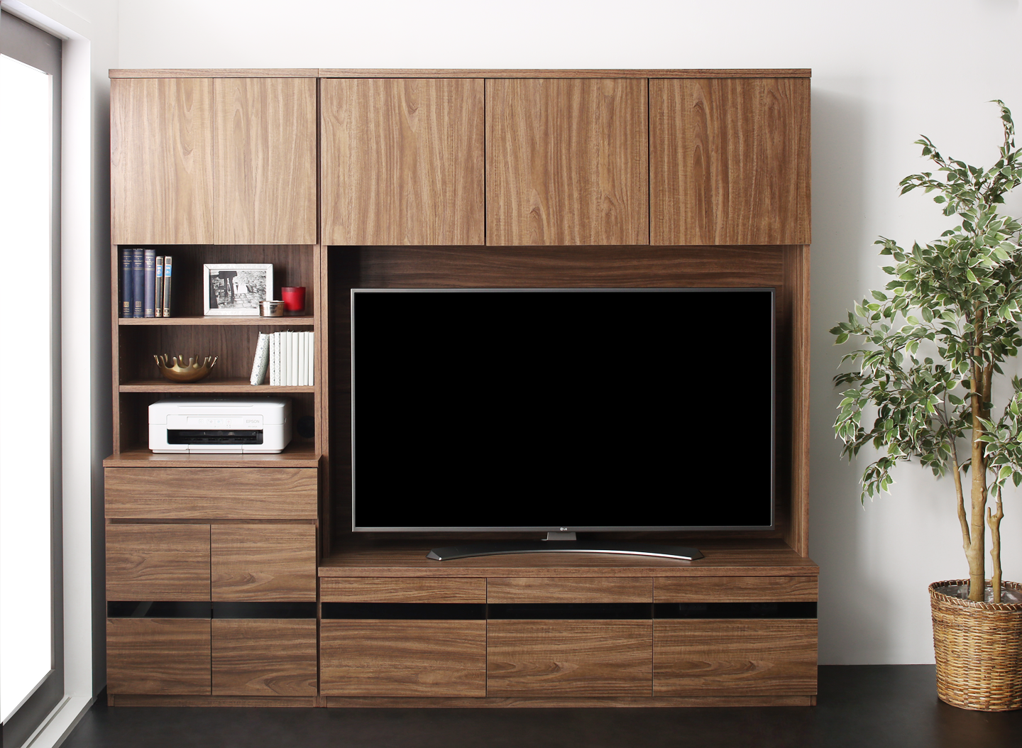 ハイタイプテレビボードシリーズ Glass line グラスライン 3点セット(テレビボード+キャビネット×2) ガラス扉