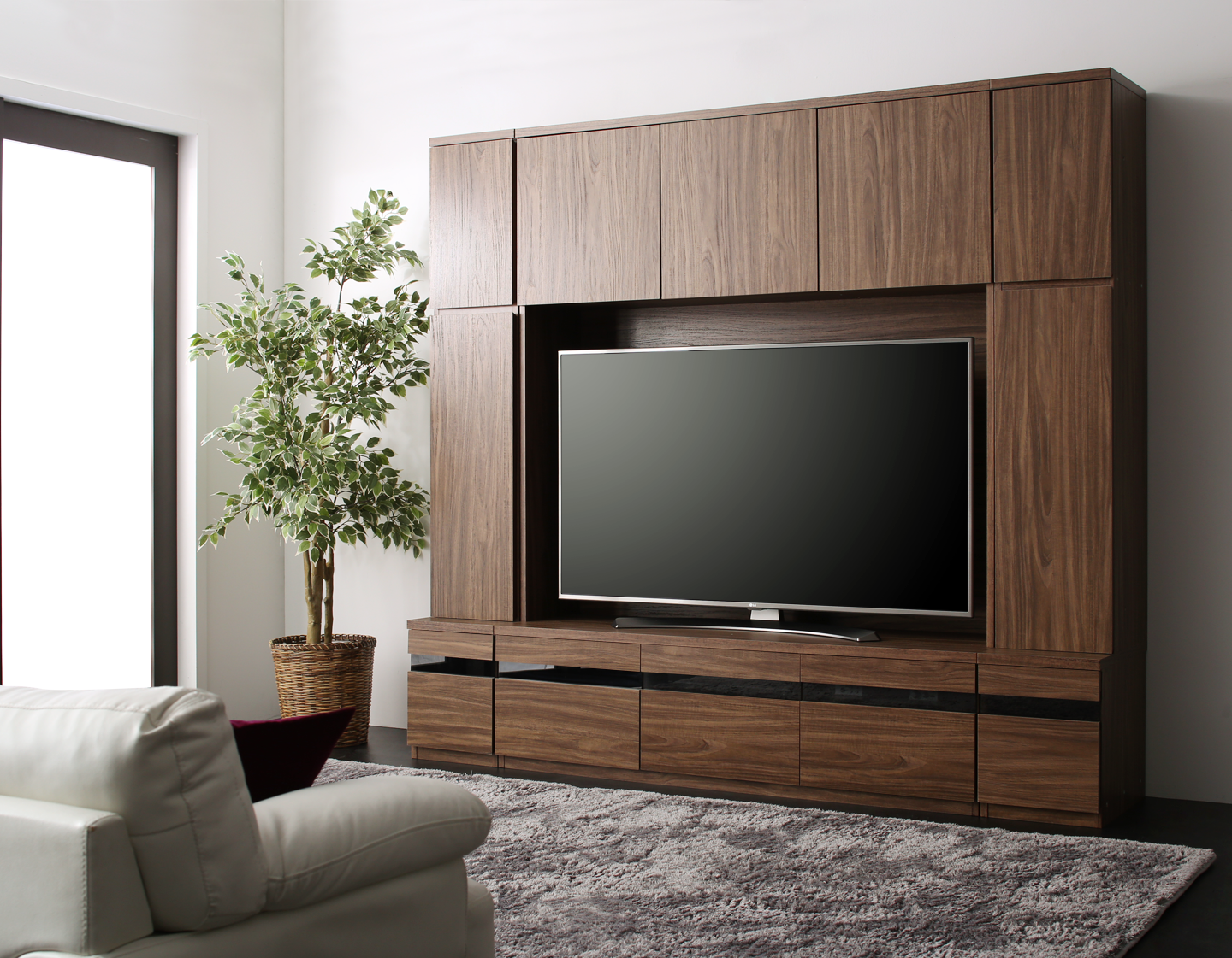 ハイタイプテレビボードシリーズ Glass line グラスライン 3点セット(テレビボード+キャビネット×2) ガラス扉
