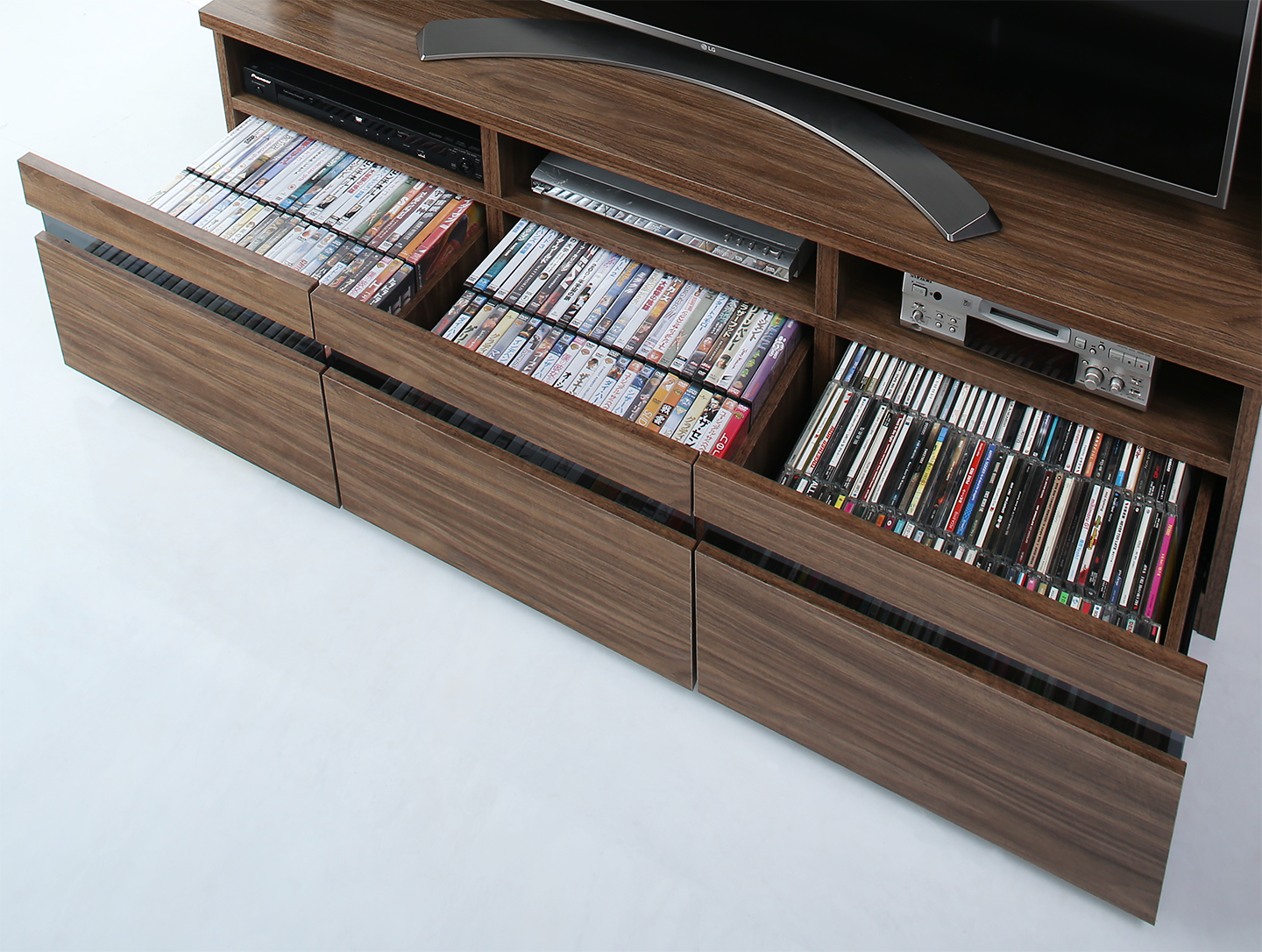 ハイタイプテレビボードシリーズ Glass line グラスライン 3点セット(テレビボード+キャビネット×2) ガラス扉