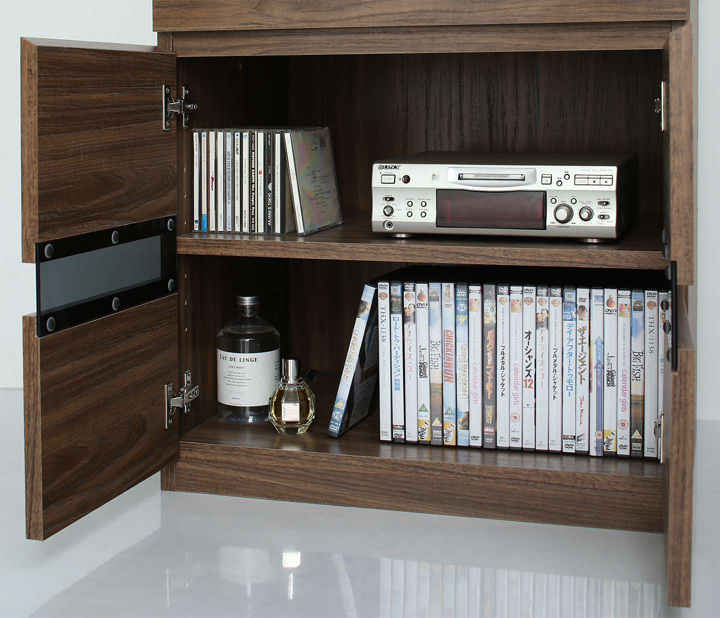 ハイタイプテレビボードシリーズ Glass line グラスライン 3点セット(テレビボード+キャビネット×2) ガラス扉