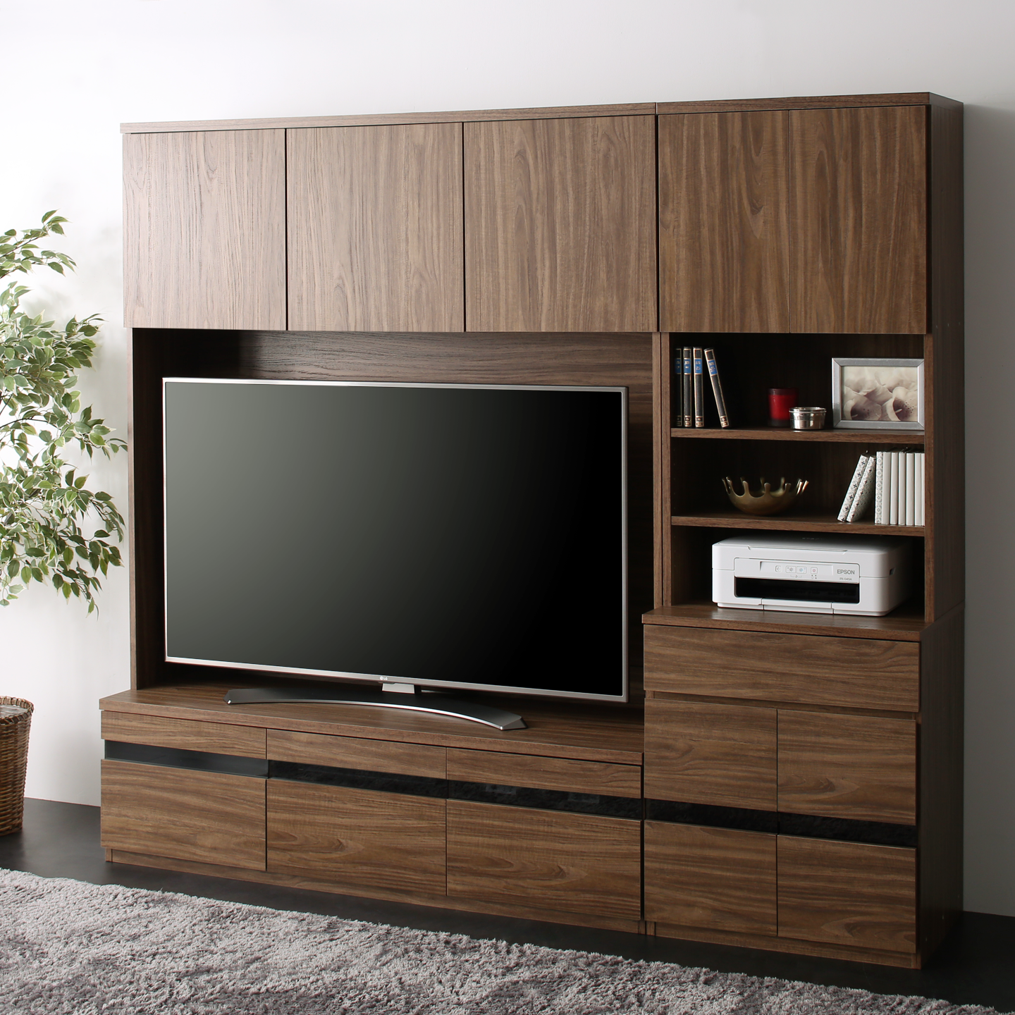 ハイタイプテレビボードシリーズ Glass line グラスライン 3点セット(テレビボード+キャビネット×2) ガラス扉