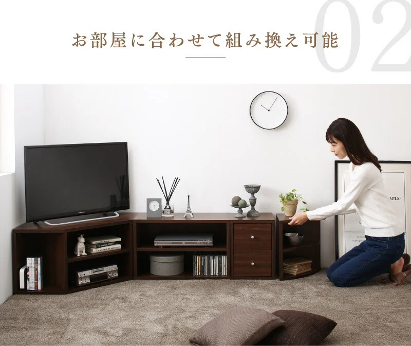 コーナーテレビ台 ロータイプ 4点セット/コーナータイプTV台4点セット