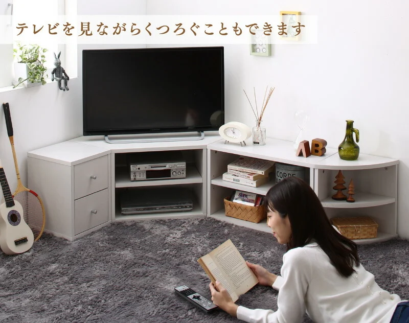 コーナーテレビ台 ロータイプ 4点セット/コーナータイプTV台4点セット