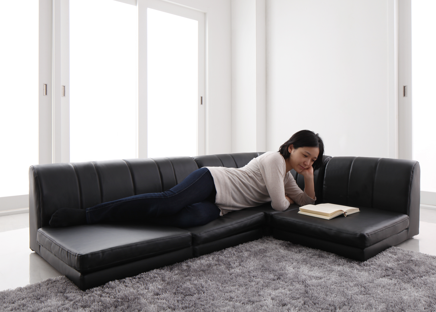 ローソファー コーナー フロアソファー／1902_14 SP floor corner sofa 1P×3+コーナー