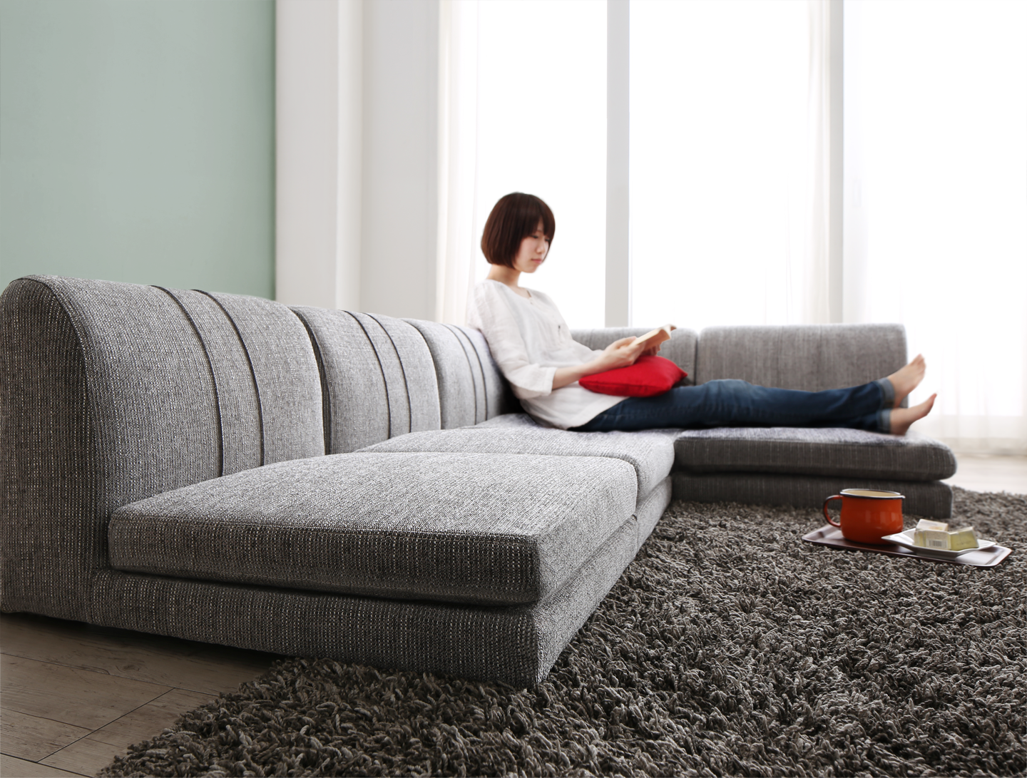 ローソファー コーナー フロアソファー／1902_14 SP floor corner sofa 1P×3+コーナー