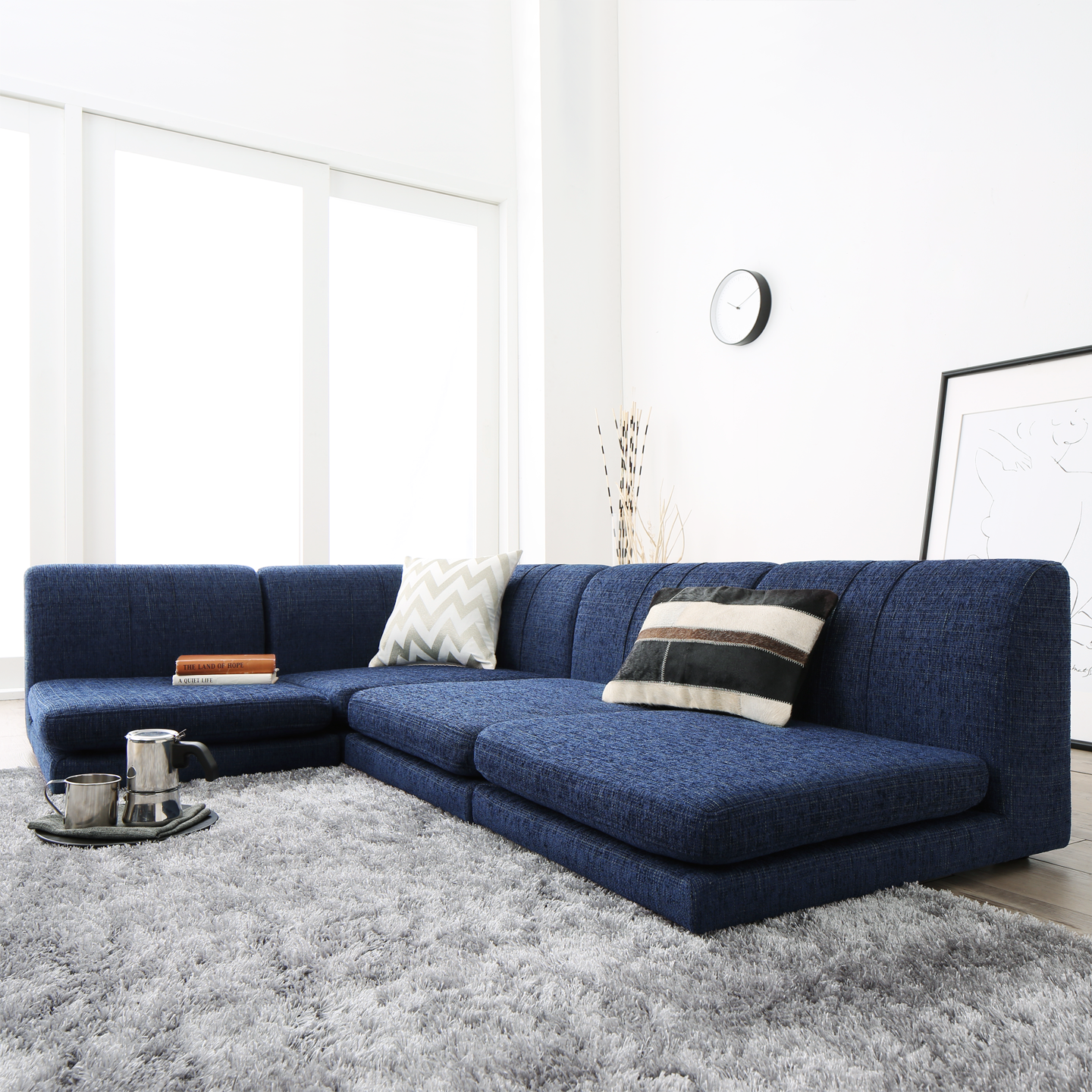 ローソファー コーナー フロアソファー／1902_14 SP floor corner sofa 1P×3+コーナー