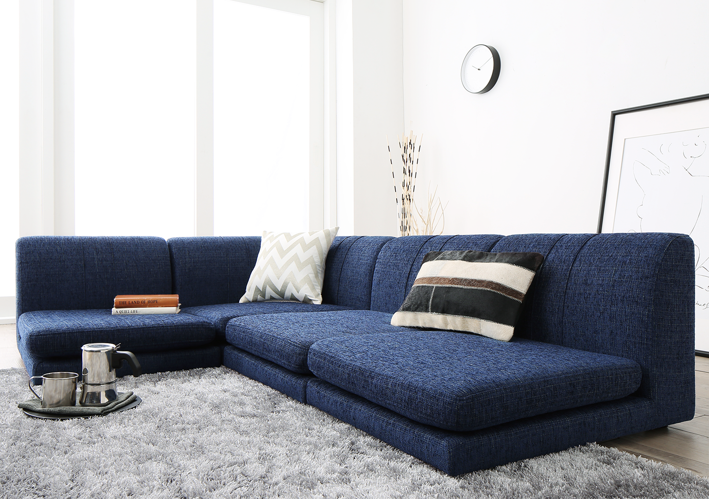 ローソファー コーナー フロアソファー／1902_14 SP floor corner sofa 1P×3+コーナー