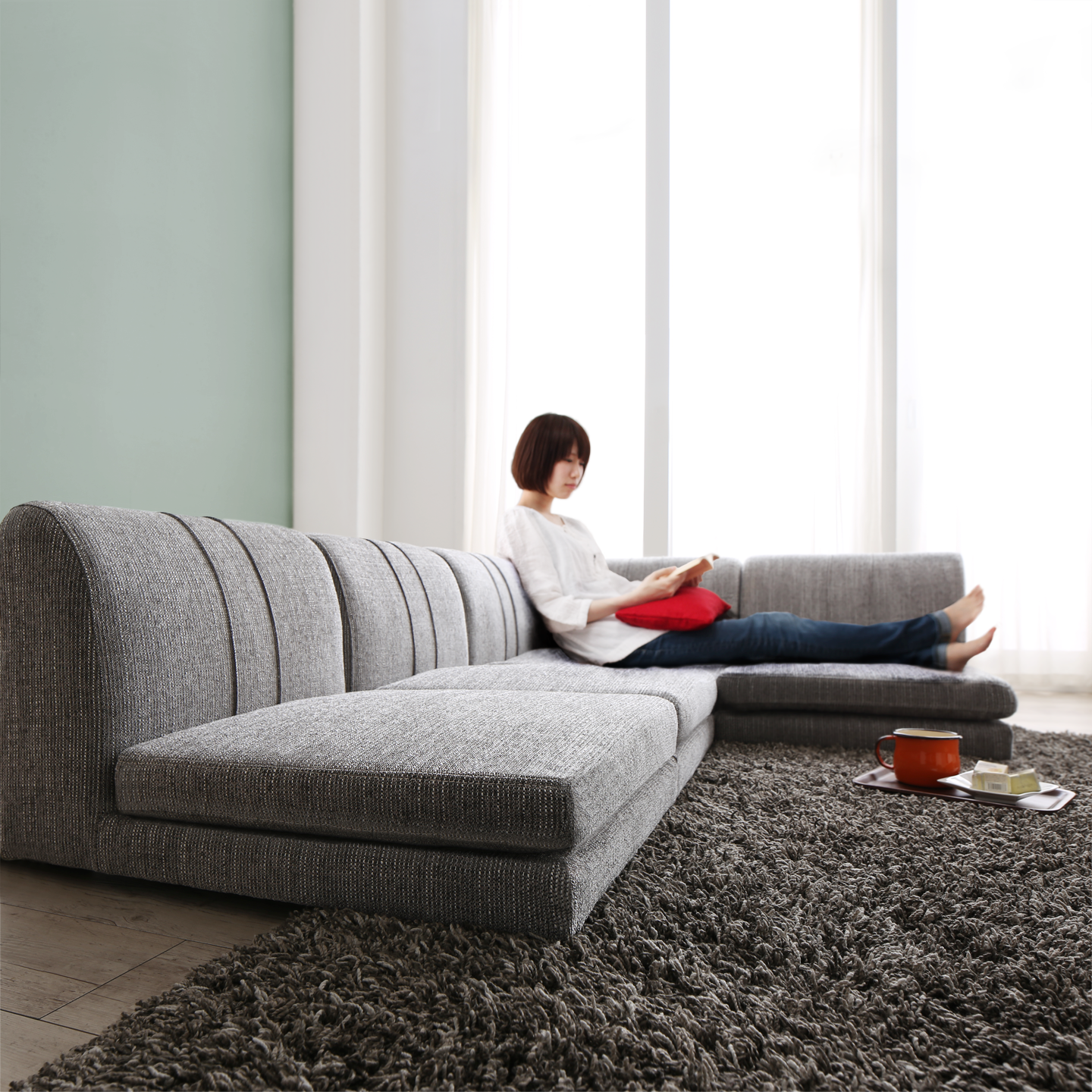 ローソファー コーナー フロアソファー／1902_14 SP floor corner sofa 1P×3+コーナー